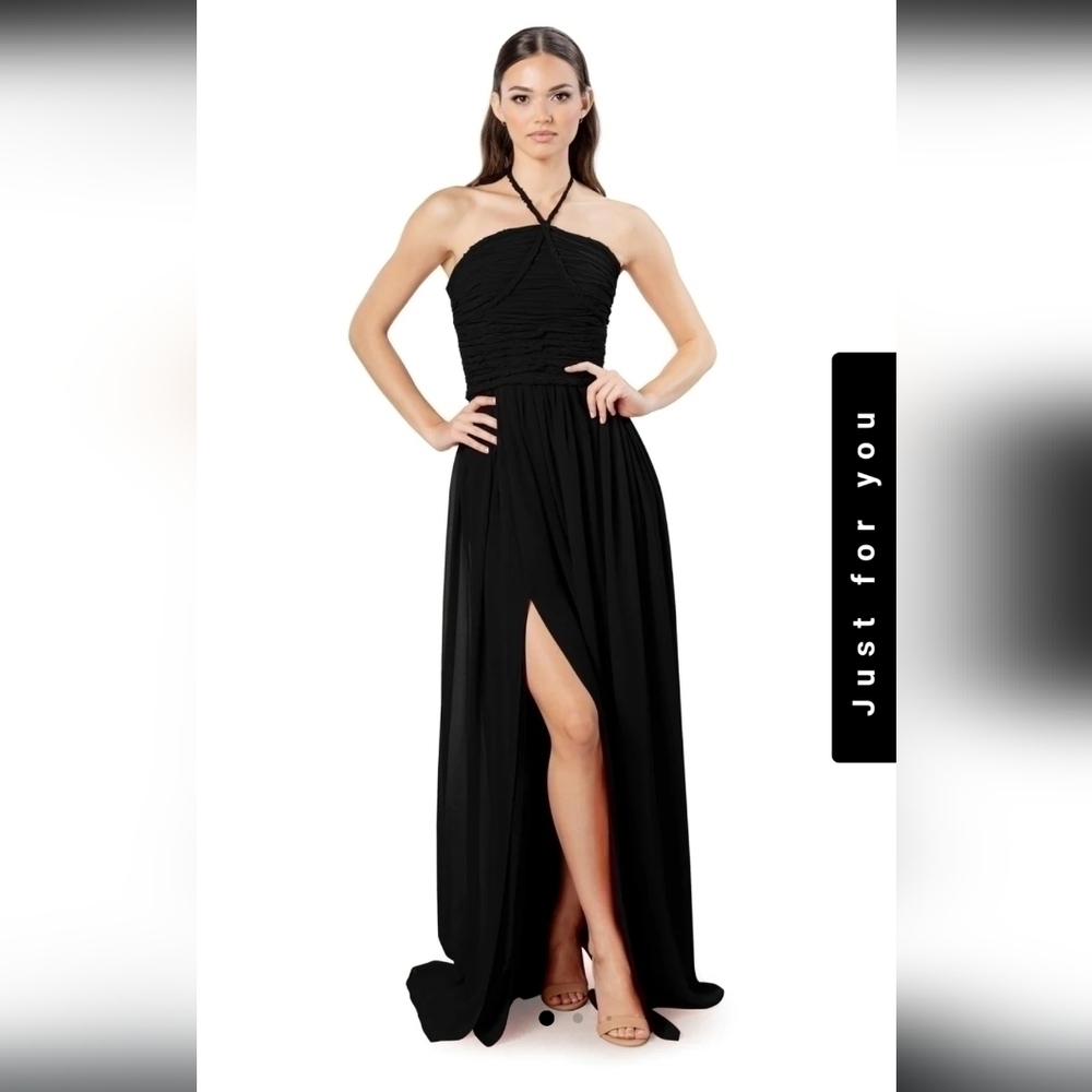 DRESS The Population's Aura chiffon maxi dress in black size L